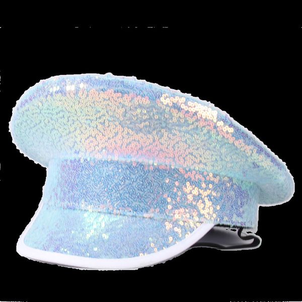 

ball caps 9 color women men sequin military hat diy sergeant bridal hen do festival captain birthday sailor 230421, Blue;gray