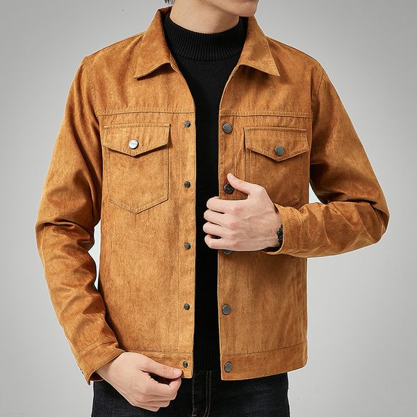 

men's jackets men autumn suede jacket men casual retro motorcycle jacket coat korean slim lapel work jacket coats 230422, Black;brown