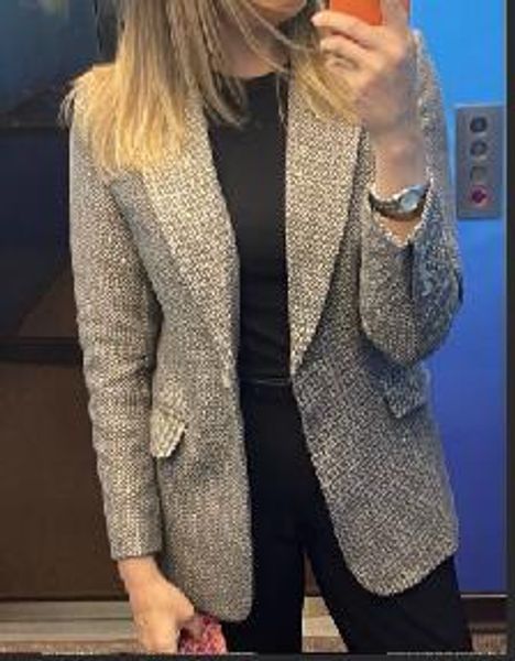 

pants 2021 autumn / spring new sequined pattern long sleeve v neck blazer women blazer, White
