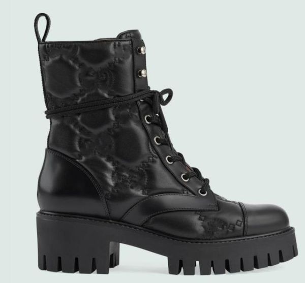 

womens ankle boot matelasse laceup boot double g hiking martin boots leather classic flat booties 22s2152725, Black