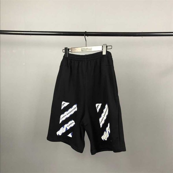 

34% off ow airport tape arrow shorts striped sports leisure men's and women's beach pants fashion label, White;black