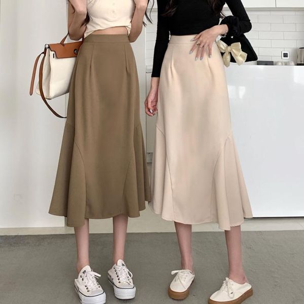 

dresses faldas mujer moda slim casual black fishtail skirt women wild korean chic elegant office lady women's mermaid skirts aline wais, Black;gray