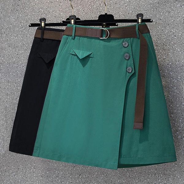 

capris harajuku green high waist sashes solid aline skirts korean fashion buttons patchwork irregular wrap mini skirts pants y2k egirl, Black;white