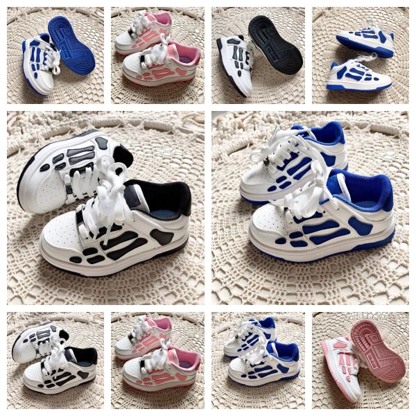 

designer skel low shoes kids shoes bones hi leather boy girl sneakers luxury athletic, Black