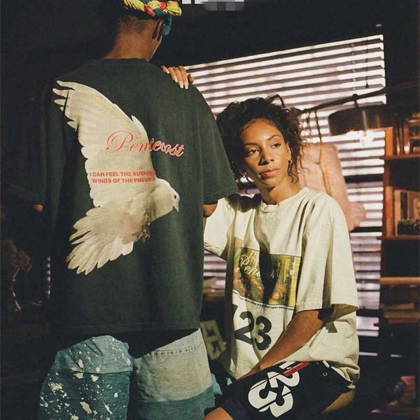 

34% off chaopai street letter peace pigeon printed short sleeve t-shirt, White;black