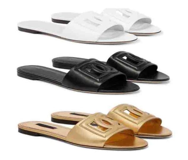

luxury designer sandal slipper slide flats slippers cutout leathers slides millennials leather slides genuineleather rubber sole 9491830, Black