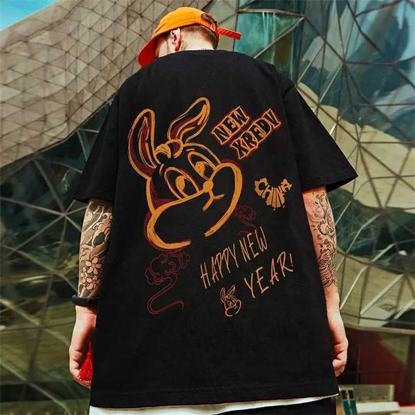 

32% off street oversize short t-shirt men's summer ins trendy loose size fat plus half sleeve couple dress, White;black