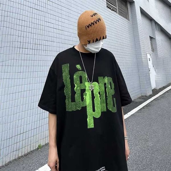 

26% off clothing designer quality vintage style pure cotton short sleeved t-shirt for men's ins trendy letter printed street couple top, White;black