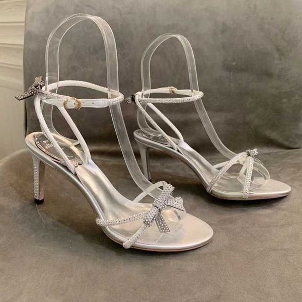 

rene caovilla designers heels new womens sandals heels crysta buckle party wedding dress shoes back strap 100% leather sole sandal, Black