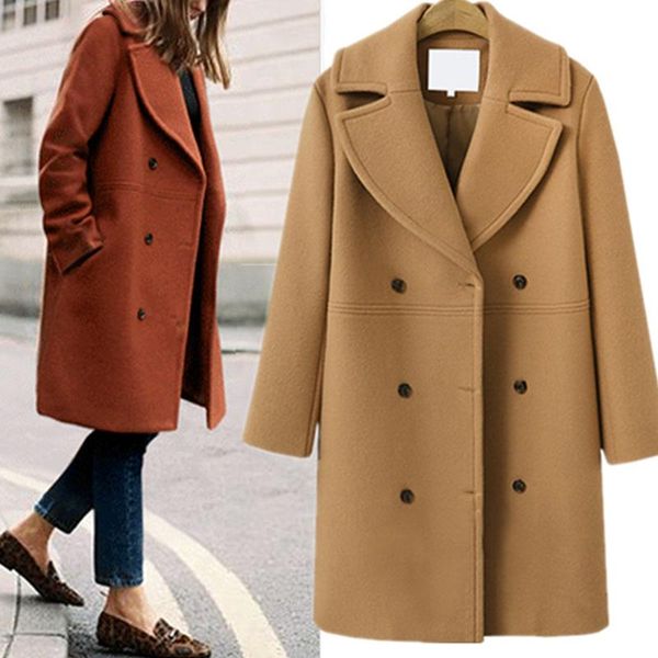 

fur women's winter coat solid button windproof overcoat outwear doublebreasted midlength cotton windbreaker for ladies fall 2022, Black