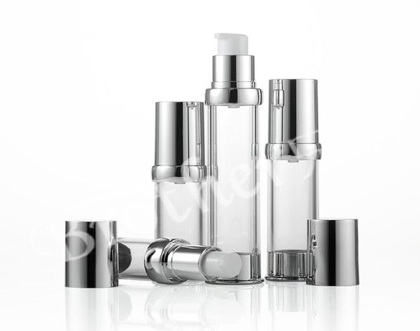 

highgrade silver 10ml 15ml 20ml 30ml vacuum refillable lotion bottles as airless pump bottle makeup tools 10pcslot8758872