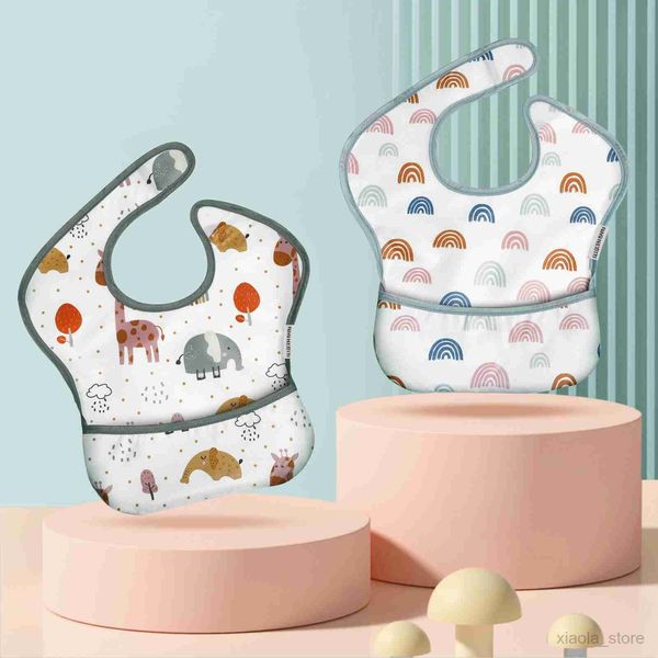 

bibs burp cloths washable infant bibs with food collector for girls boys 2 pcs waterproof food bibs tpu coating cartoon baby bibs