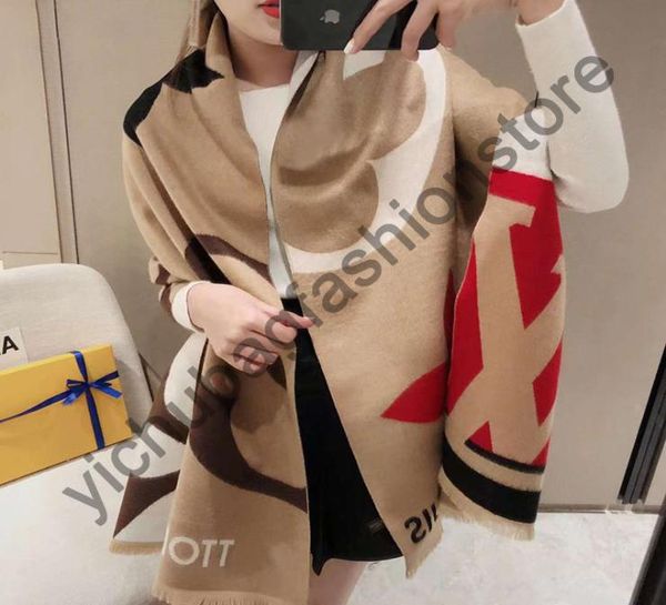 

2022 luxury brand winter v scarf women039s cashmere warm cashmere scarf ladies luxury scarf thickening soft shawl wrap2868478, Blue;gray