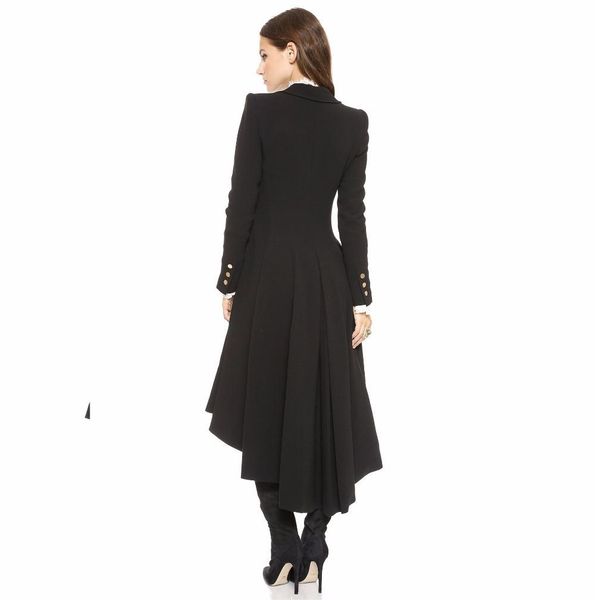 

fur plus size 5xl autumn winter swallowtail women's woolen coat black long sleeve trench coat for women outwear lx2151