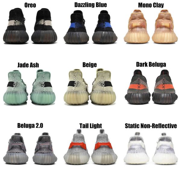 

2023 yeezzys women mens running shoes bone dazzling mono beluga reflective mx oat rock blue black static reflective jogging walking trainers