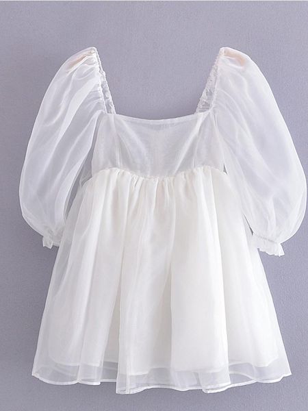 

dresses yenkye sweet women princess ball gown white dress elegant ladies puff sleeve mini party dresses summer fairy chic vestido 2022, Black;gray