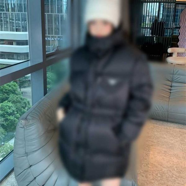 

32% off family recycled nylon triangle bag medium length down cotton jacket, Black