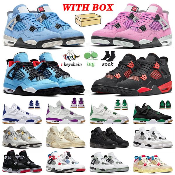 

4s with box basketball shoes jumpman 4 for men women sneakers university blue pink ts red thunder pine green sai pn dust black cat trainers