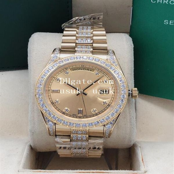 

10 style mens 41mm 18k gold diamond 128238 128348 3atm waterproof asia 2813 movement mechanical automatic men's watches283i, Slivery;brown