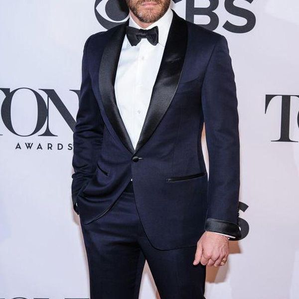 

blazers navy blue slim fit man suit for prom male fashion ceremony clothes wedding tuxedos 2 piece set jacket with pants elegant, White;black