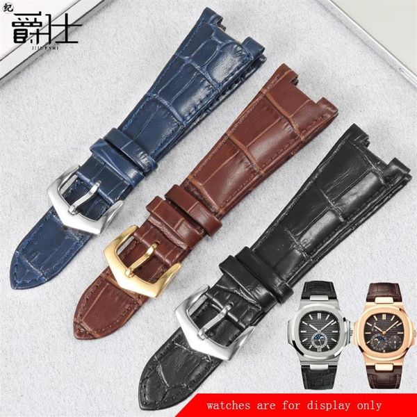 

concave interface genuine leather strap replace pp 5711 5712g male and female special cow watch chain black blue brown bands336f, Black;brown