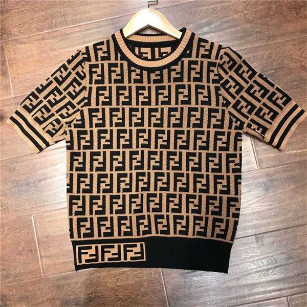 

spring net red the same korean version of double letters loose and versatile short-sleeved knitted sweater, White;black