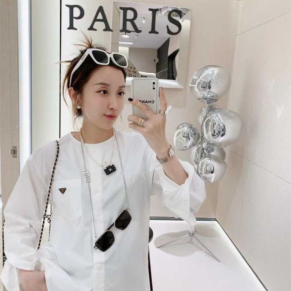 

36% off family spring/summer new style casual triangle loose slim shirt, White