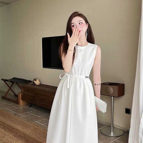 

26% off family spring/summer new fashion simple triangle decorative letter printing belt large sleeveless dress, Black;gray