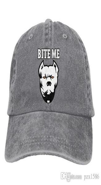 

pzx baseball cap for men and women bite me pitbull mens cotton adjustable jeans cap hat optional2460727, Blue;gray