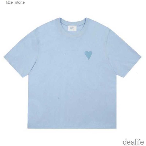 

designers amis paris shirit 2023ss spring classic heart solid color big love round neck short sleeve t-shirt tshirts for men and women, White;black