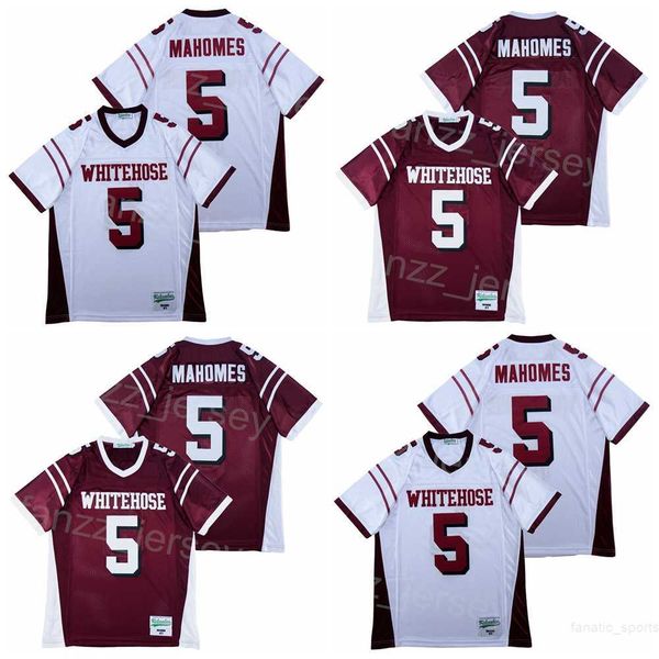 

men whitehouse trojans jersey football 15 patrick mahomes high school team color red white away breathable pure cotton stitched pullover uni, Black