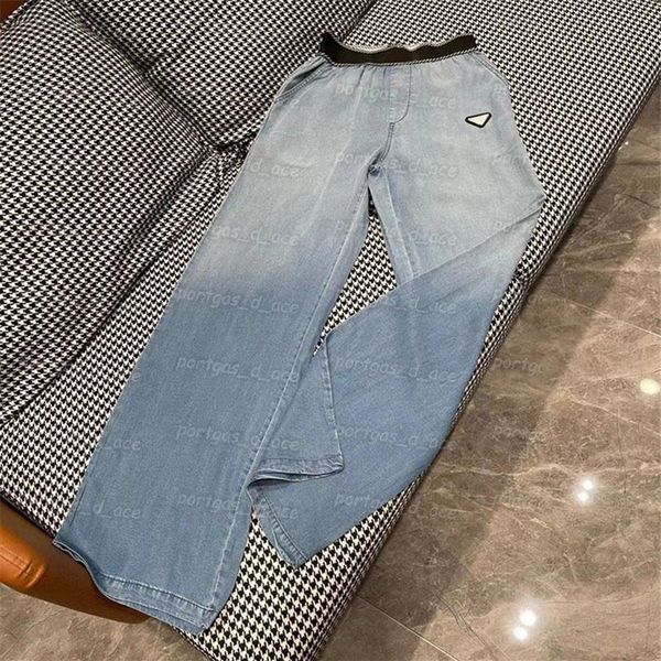 

women blue denim pants high waist webbing pants wide leg trousers235s, Black