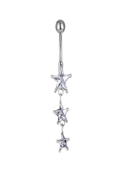 

d0614 1 color clear belly ring nice stars style with piercing body jewlery navel8494481, Silver