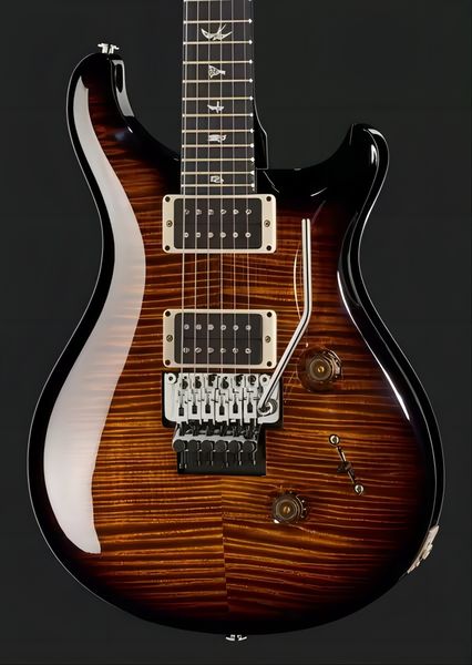 

custom 24 floyd 10 bwb brown curly maple electric guitar floyd rose tremolo bridge & locking nut, 5 way switch