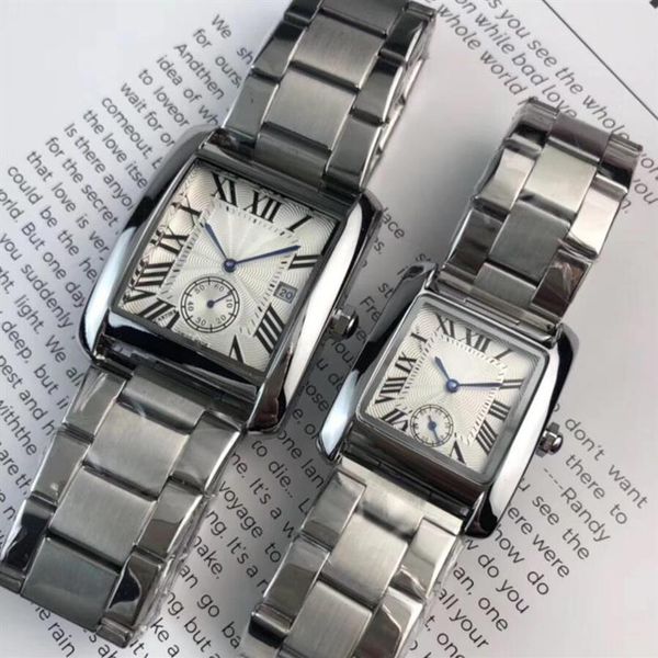 

luxury fashion men watch women watches stainless steel square subdial working male wristwatch brand relogio feminino waterproo224r, Slivery;brown