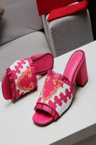 

2021 classic ladies high heel sandals wide bottom comfortable striped flipflops summer female designer red embroidered rubber sol6480354, Black