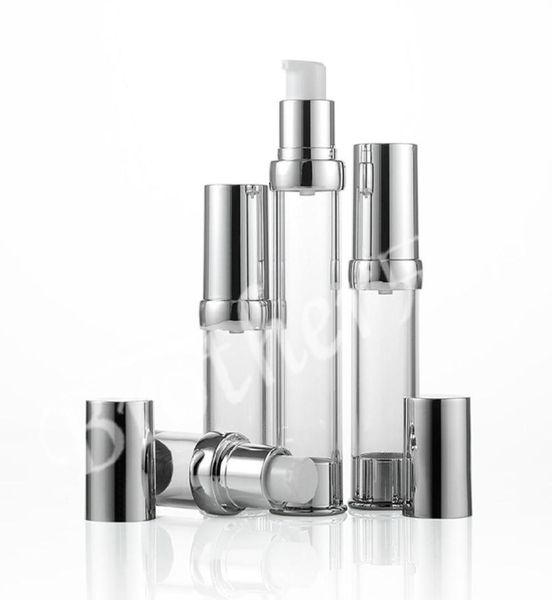 

highgrade silver 10ml 15ml 20ml 30ml vacuum refillable lotion bottles as airless pump bottle makeup tools 10pcslot8534714