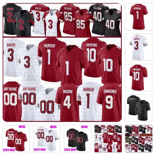

custom kyler murray arizonas tee football cardinal jerseys jj watt deandre hopkins budda baker nflvvv pat tillman myjai sanders kurt warner, Black