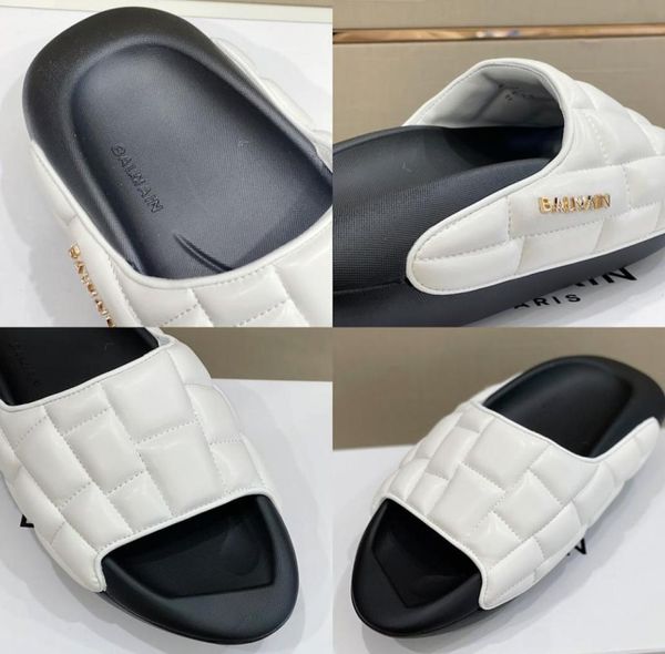 

designer slippers large base airship slippers sandals smooth calfskin slipper women mens flat letter mules shoes fashionable width3216359, Black
