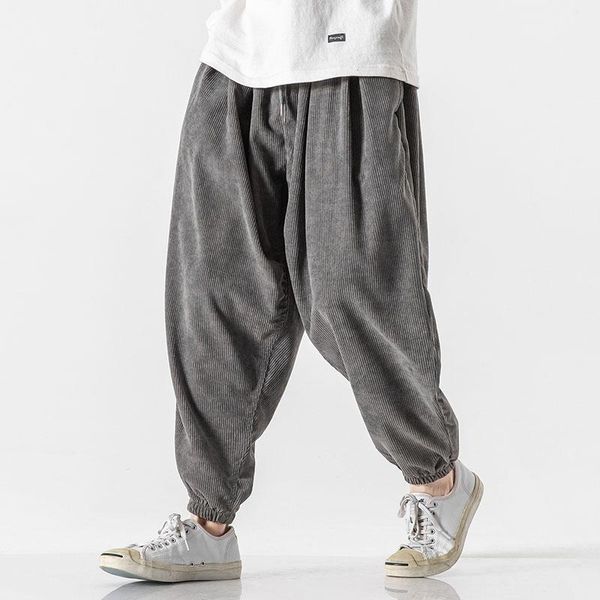 

pants corduroy trousers loose hip hop men casual pants streetwear fashions joggers pants korean style clothes clothing sweatpants male, Black