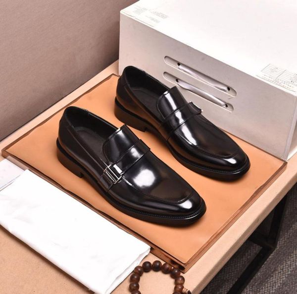 

new 2021 men dress shoes fashion business oxfords men genuine leather brand designer casual breathable flats size 385990553, Black