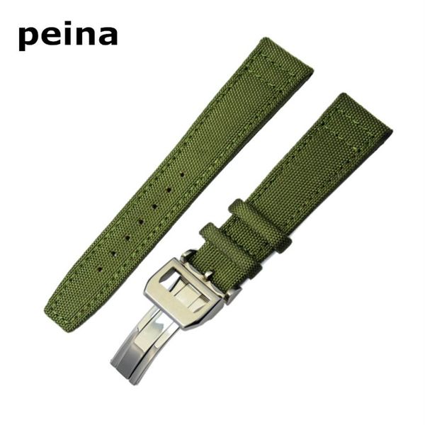 

20mm new black green nylon and leather watch band strap for iwc watches234j, Black;brown