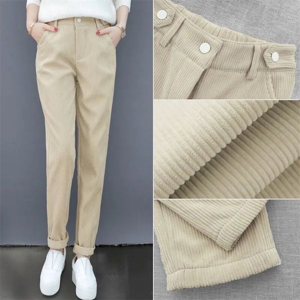

women's pants capris corduroy harem pants for women high waist slim stretch pants high-quality cotton chic casual women trousers 230422, Black;white