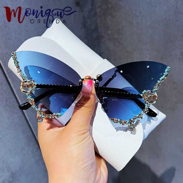 

sunglasses luxury diamond butterfly sunglasses women brand y2k vintage rimless oversized sun glasses ladies eyewear gafas de sol j230422, White;black