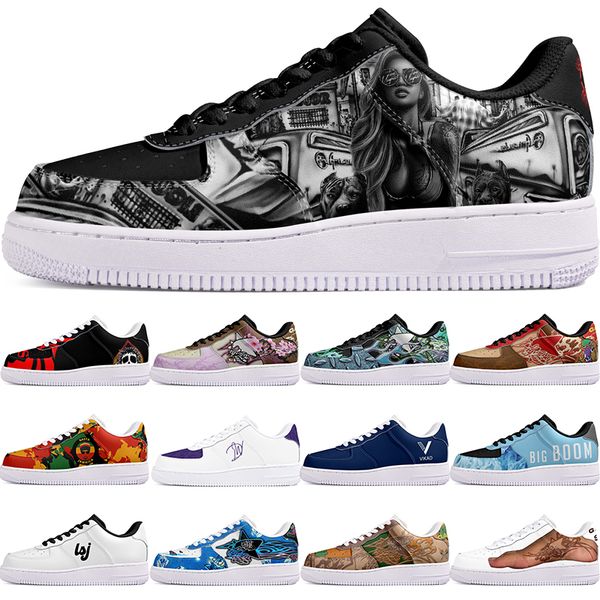 

DIY shoes precious autumn mens Leisure shoes one for fashion men women casualplatform sneakers Classic cartoon graffiti trainers comfortable sports 17641