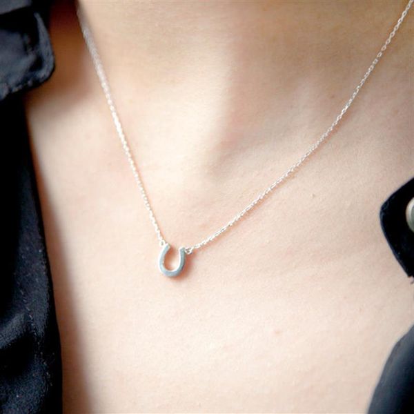 

1pc u shaped chain letter pendant necklace horseshoe geometry curved half garden fashion i love you lucky woman mother men's 264k, Silver