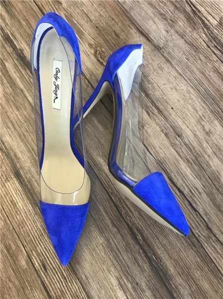 

fashion women lady royal blue suede point toe shoes high heels thin heeled shoes pumps genuine leather 10cm big size9139535, Black