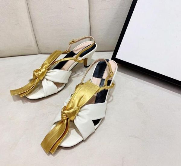 

women sandal leather midheel sandal with bow ladies fashion party wedding woman designer heels luxury dress shoes designer shoes5665990, Black