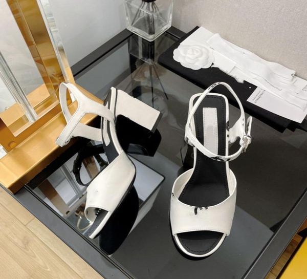 

chan white women shoes designers open toe retro sandals round toe chunky heels slides luxury sheepskin slingbacks slip8223343 jx94, Black