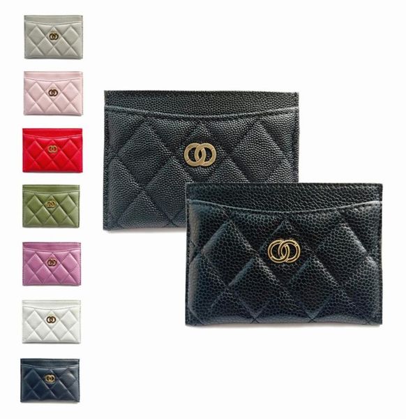 

with original box code card holder purses wallets womens mens luxury designer channel coin purse serial number caviar lambskin lea8000536, Red;black